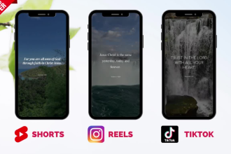 create 365 bible quotes christian videos youtube shorts, reels, tiktok with logo