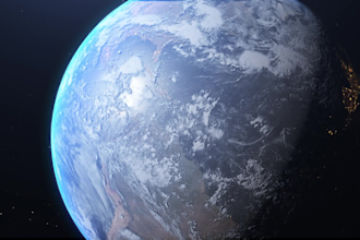 create photorealistic 3d earth space scene