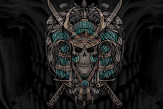 draw artwork with skull and skeleton style