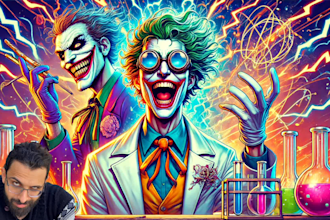 record crazy joker scientist voice over style
