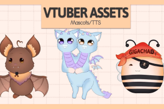 draw, animate and rig vtuber asset, prop, mascot and pet