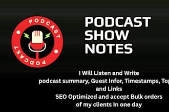 write podcast show notes will deliver in time
