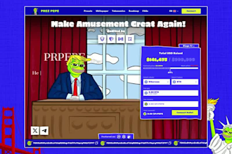 design meme coin website, meme coin landing page, crypto website, meme token