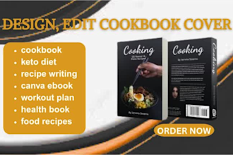 design, edit your cookbook, recipe book, diet plan, book cover, or meal planner