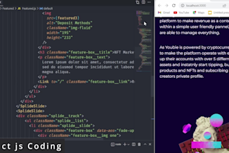 react js frontend website design and API integration