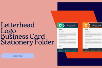 create custom company or startup letterhead logo, stationery folder busines card