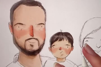 illustrate cute couple or family portrait