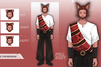 design vtuber live2d model for stream with anime style ready to rig