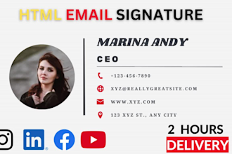 make clickable email signature , HTML email signature for gmail , outlook