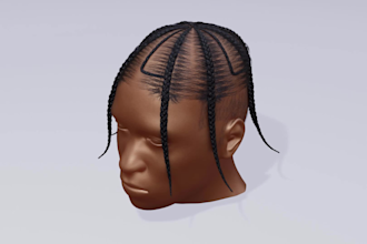 make a realistic 3d afro hair model