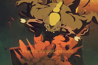 do 2d comic animation, 2d anime fighting, 2d short film, book trailer, meme coin