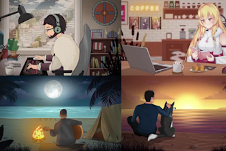 lofi loop animation 2d anime music video gif animation youtube intro outro