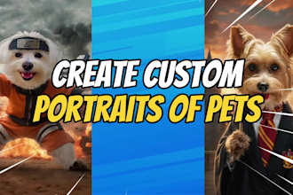 make a custom pet portrait, dog portrait, cat portrait