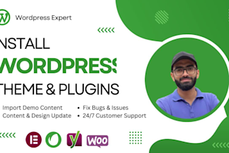 install and customize wordpress theme plugins, import demo