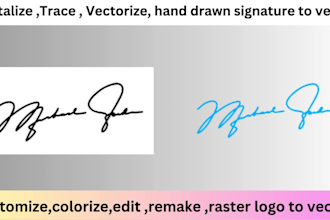 make a digital vector signature form handwritten signature in 24hrs