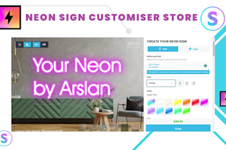 develop professional shopify neon sign customizer store