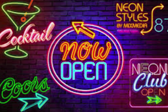 create amazing retro neon logo with vintage vaporwave, chrome effects 3d neon