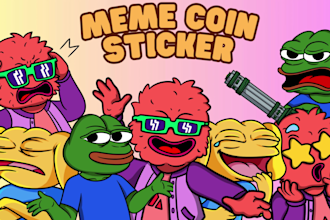 draw custom crypto meme coin art for sticker telegram, website and social media