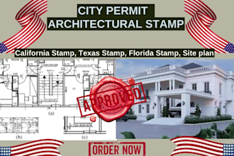 stamp civil, structural drawing the architectural plan and pe stamp, city permit