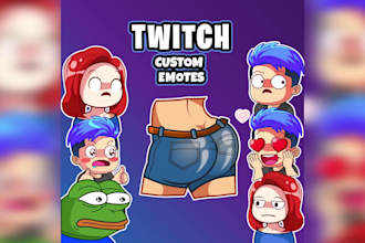 create cute chibi twitch emotes, kick, discord, youtube or facebook stickers