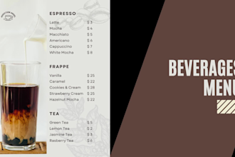 design food menu, restaurant menu, price list flyer brochure