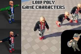 model and rig optimized 3d low poly characters game asset ps1 ps2 n64 in blender