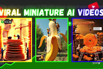 create trending ai miniatures cooking videos, tiny  food video short, shopify