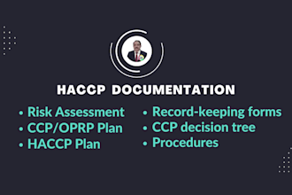prepare haccp plans, haccp and food safety plans, and record keeping forms