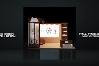 design 3d exhibition booth, event stage, gate, photo booth