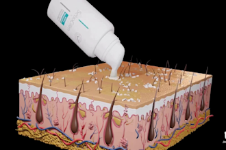 create 3d medical animation, skin treatment explainer, anatomy, and dermatology
