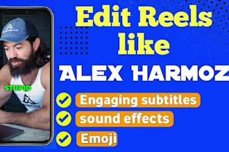 create attention grabbing social media caption edit shorts reels as alex harmozi