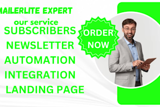 setup mailerlite account, landing page, form, newsletter, automation