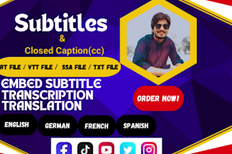 add subtitles english to spanish, french and german videos with srt file