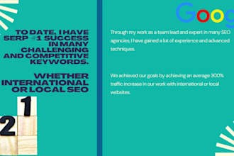 be your SEO consultant for high traffic from google
