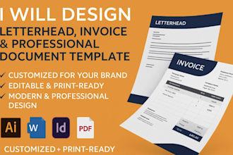 design  letterhead invoice template, custom fully editable ms word