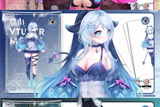 design live 2d vtuber, vtuber model, vtuber commission, 2d vtuber model
