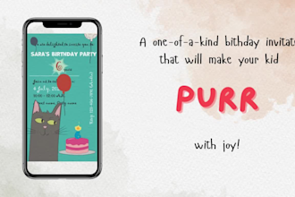 deliver a unique animated cat birthday invite for kids