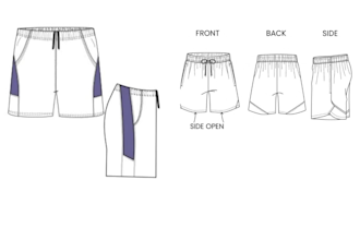 design yoga shorts techpack for men fashion design, spec sheet gym wears