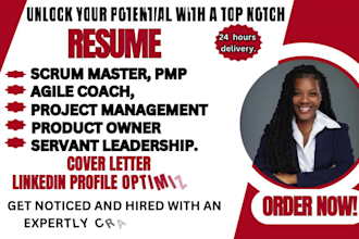 write ats scrum master resume, pmp, product owner, manager, and agile resume