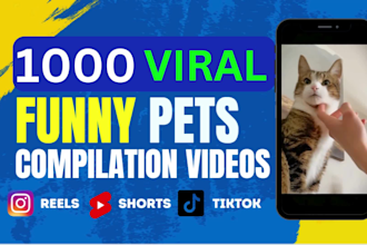 create 1000 funny pet videos and youtube viral shorts