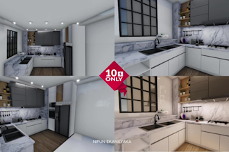 do interior design of your kitchen realistic 3d design and render