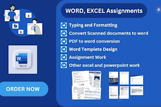 create, design format your assignment in word, excel and data entry in 12 hours