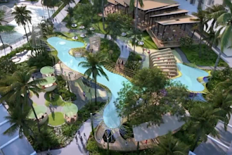 3d estate environment, interior and exterior blender rendering, modern architect