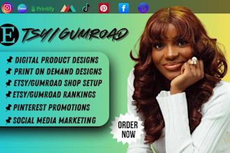 etsy store setup gumroad etsy product listing digital planner seo listing pod