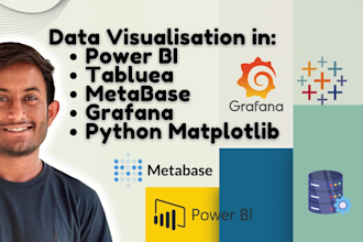 visualise data on powebi, tableau, metabase, grafana, matplotlib, plotly