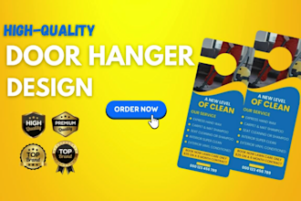 design door hanger, dl, cleaning flyer, rank card, yard sign, pressure washing