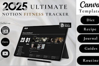 design cookbook 2025 hyperlink planner ebook workout plan fitness nutrition plan
