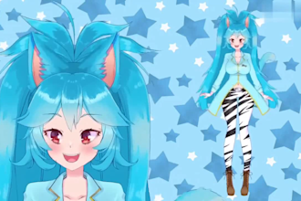 2d vtuber avatar, anime vtuber model, 2d vtuber model, 2d vtuber, vtuber model