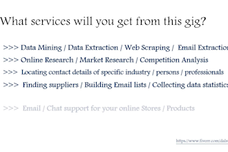 data mining, excel template, web research email list
