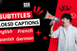 perfectly add caption and subtitle to english, german,french, spanish,